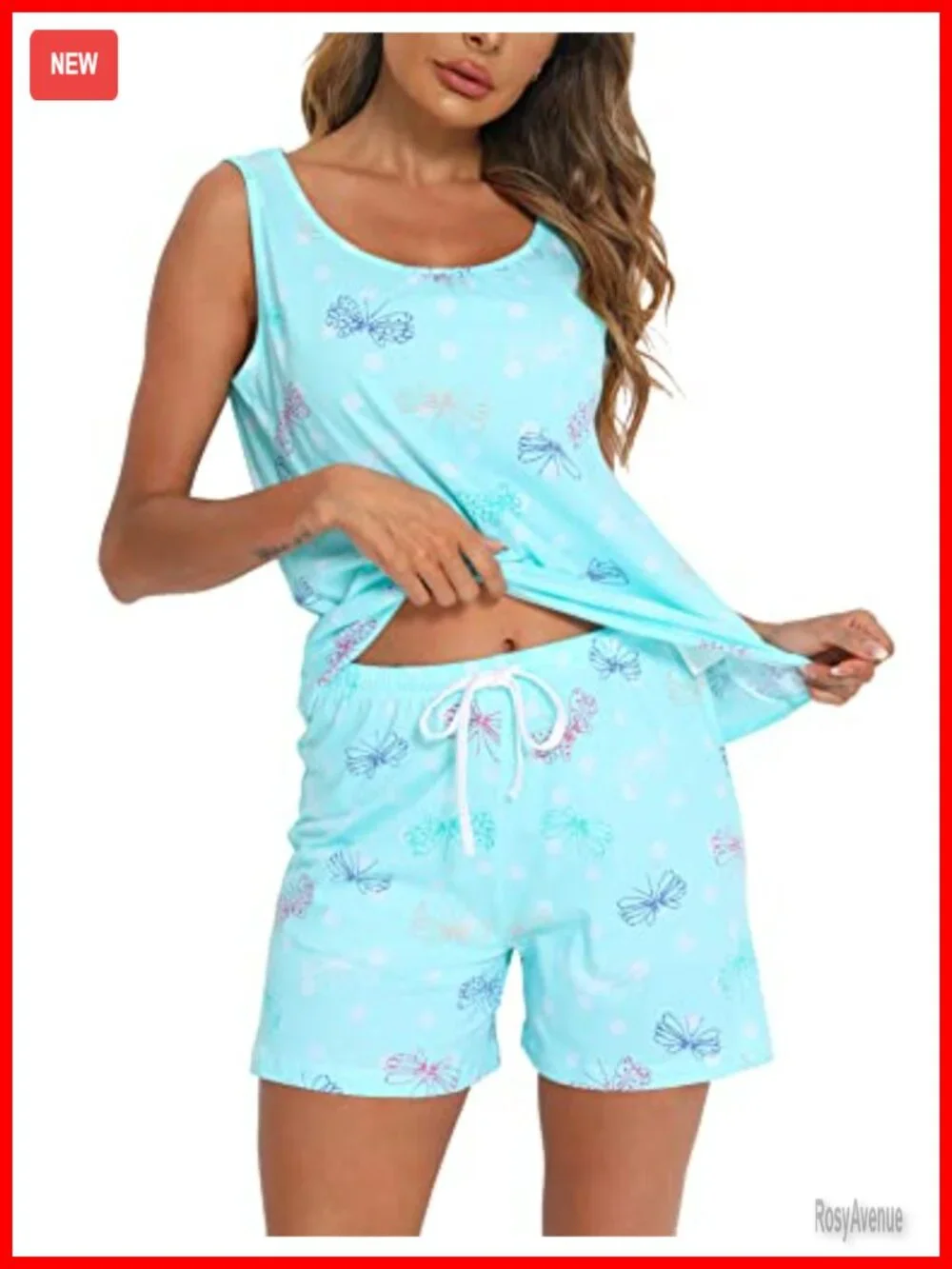 Cotton Blend Sleeveless Tank and Shorts Pajama Set - Two Piece Sleepwear